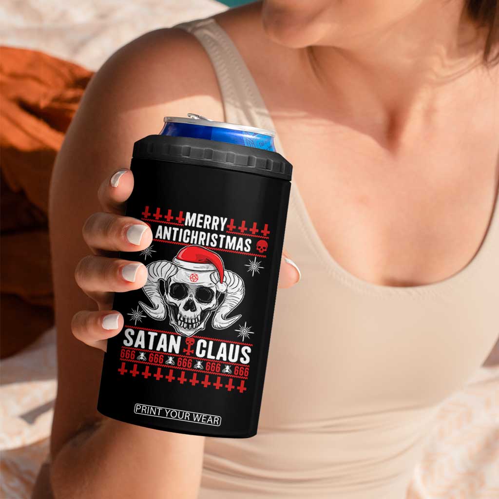 Satan Claus Skull Antichristmas 4 in 1 Can Cooler Tumbler Dark Humor Holiday 666 Skull and Horns TS02 Print Your Wear