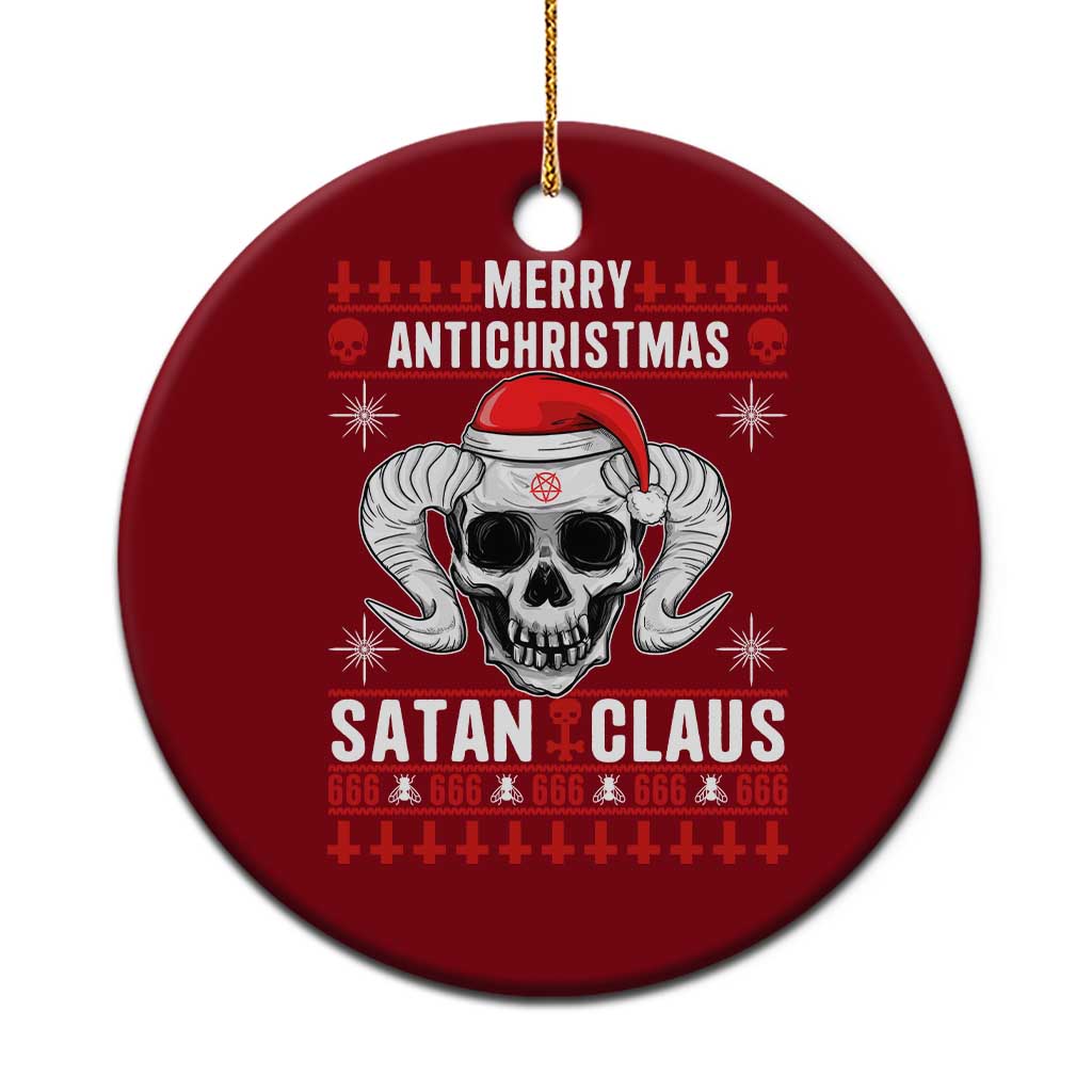 Satan Claus Skull Antichristmas Ceramic Ornament Dark Humor Holiday 666 Skull and Horns TS02 1pc Red Print Your Wear