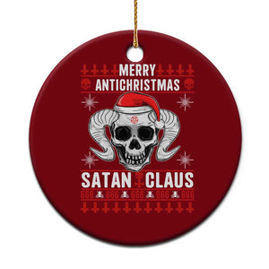Satan Claus Skull Antichristmas Ceramic Ornament Dark Humor Holiday 666 Skull and Horns TS02 1pc Red Print Your Wear