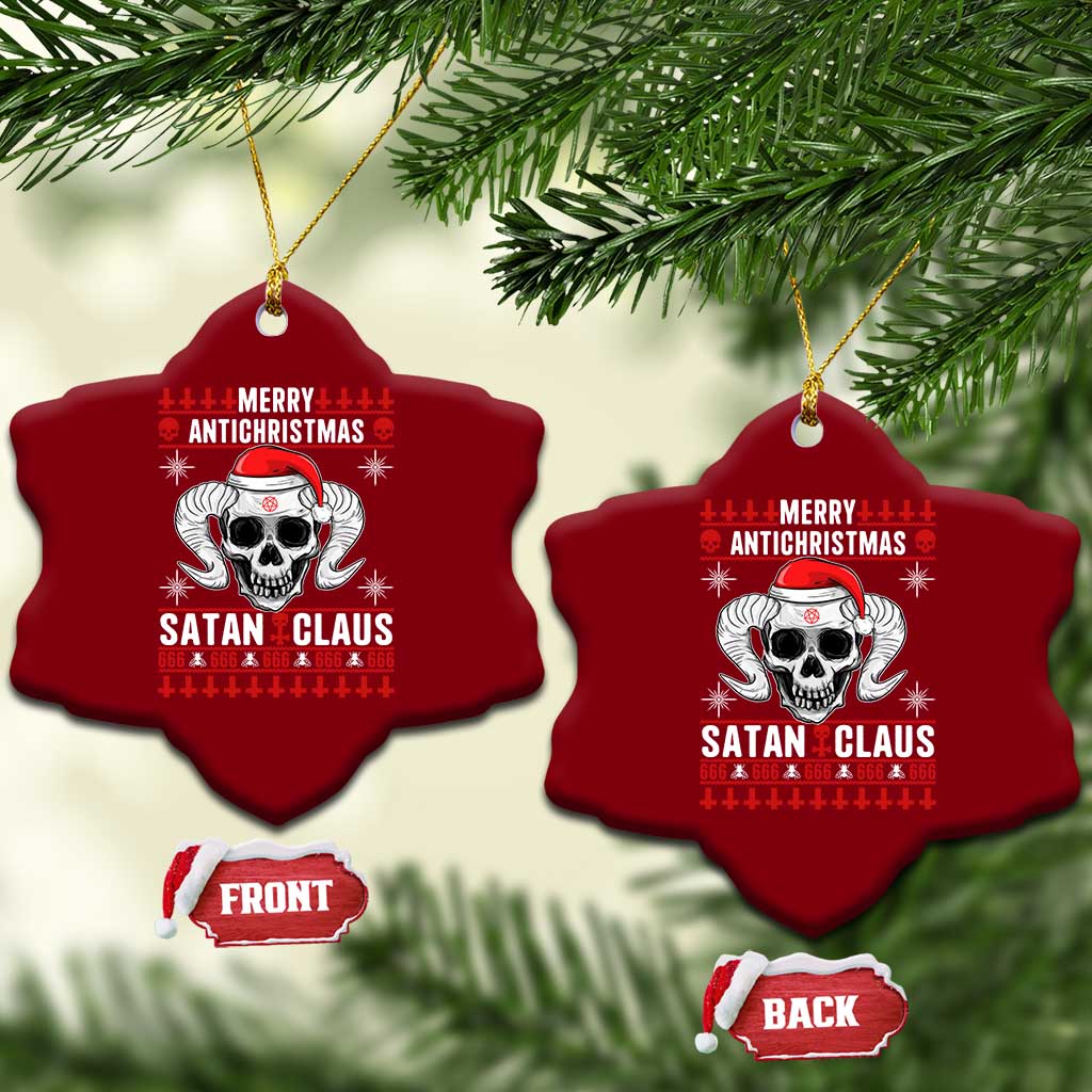 Satan Claus Skull Antichristmas Ceramic Ornament Dark Humor Holiday 666 Skull and Horns TS02 Print Your Wear