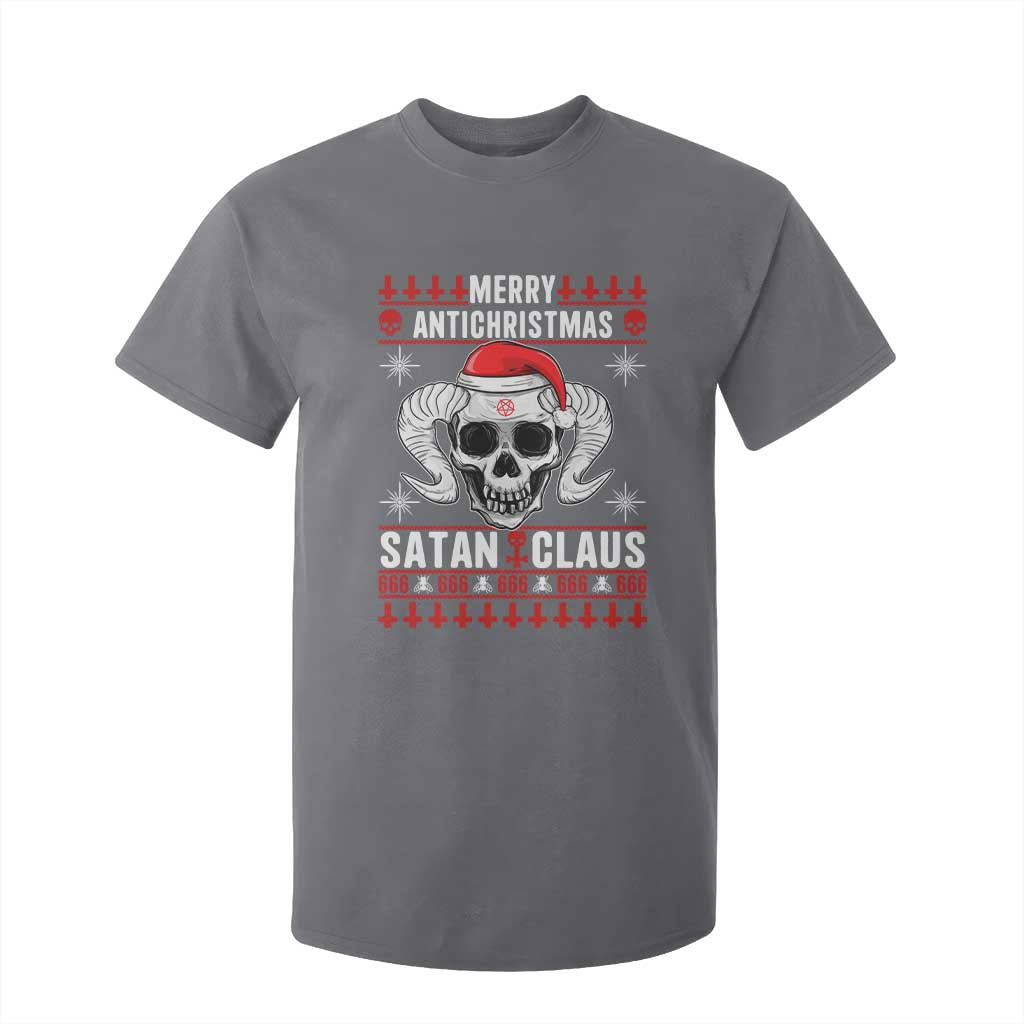Satan Claus Skull Antichristmas T Shirt For Kid Dark Humor Holiday 666 Skull and Horns TS02 Charcoal Print Your Wear