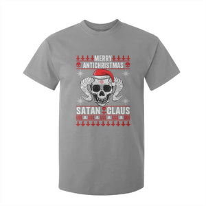 Satan Claus Skull Antichristmas T Shirt For Kid Dark Humor Holiday 666 Skull and Horns TS02 Sport Gray Print Your Wear
