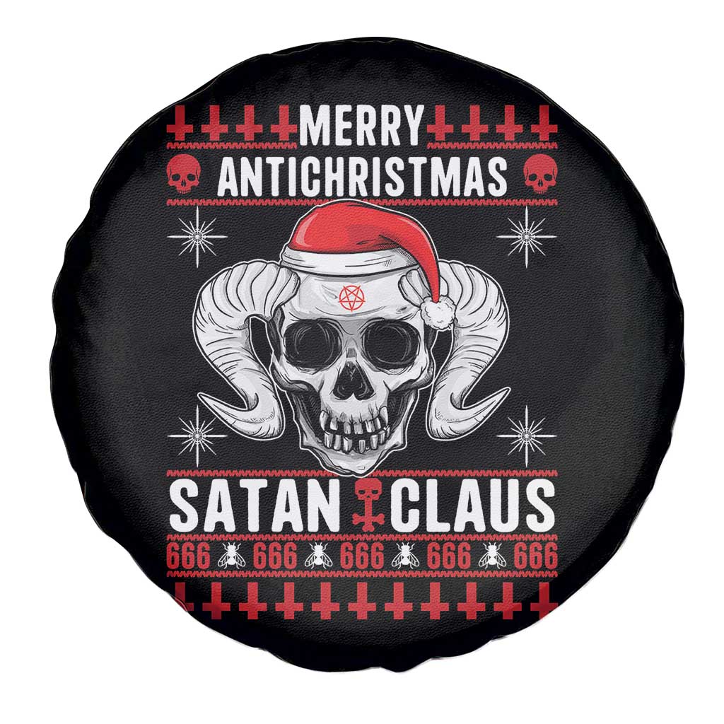 Satan Claus Skull Antichristmas Spare Tire Cover Dark Humor Holiday 666 Skull and Horns TS02 Print Your Wear