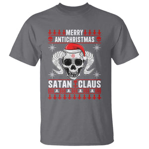 Satan Claus Skull Antichristmas T Shirt Dark Humor Holiday 666 Skull and Horns TS02 Charcoal Print Your Wear