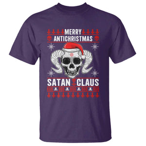 Satan Claus Skull Antichristmas T Shirt Dark Humor Holiday 666 Skull and Horns TS02 Purple Print Your Wear