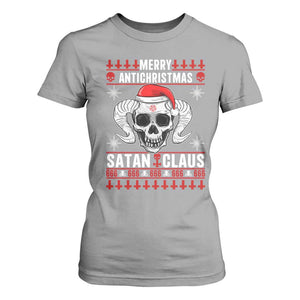 Satan Claus Skull Antichristmas T Shirt For Women Dark Humor Holiday 666 Skull and Horns TS02 Sport Gray Print Your Wear