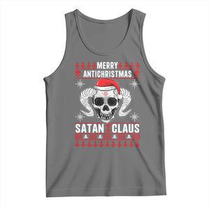 Satan Claus Skull Antichristmas Tank Top Dark Humor Holiday 666 Skull and Horns TS02 Black Heather Print Your Wear