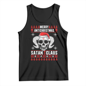 Satan Claus Skull Antichristmas Tank Top Dark Humor Holiday 666 Skull and Horns TS02 Black Print Your Wear