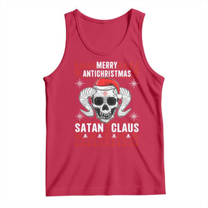 Satan Claus Skull Antichristmas Tank Top Dark Humor Holiday 666 Skull and Horns TS02 Red Print Your Wear