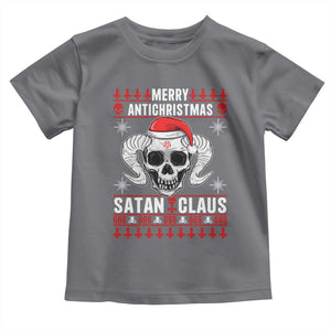Satan Claus Skull Antichristmas Toddler T Shirt Dark Humor Holiday 666 Skull and Horns TS02 Charcoal Print Your Wear