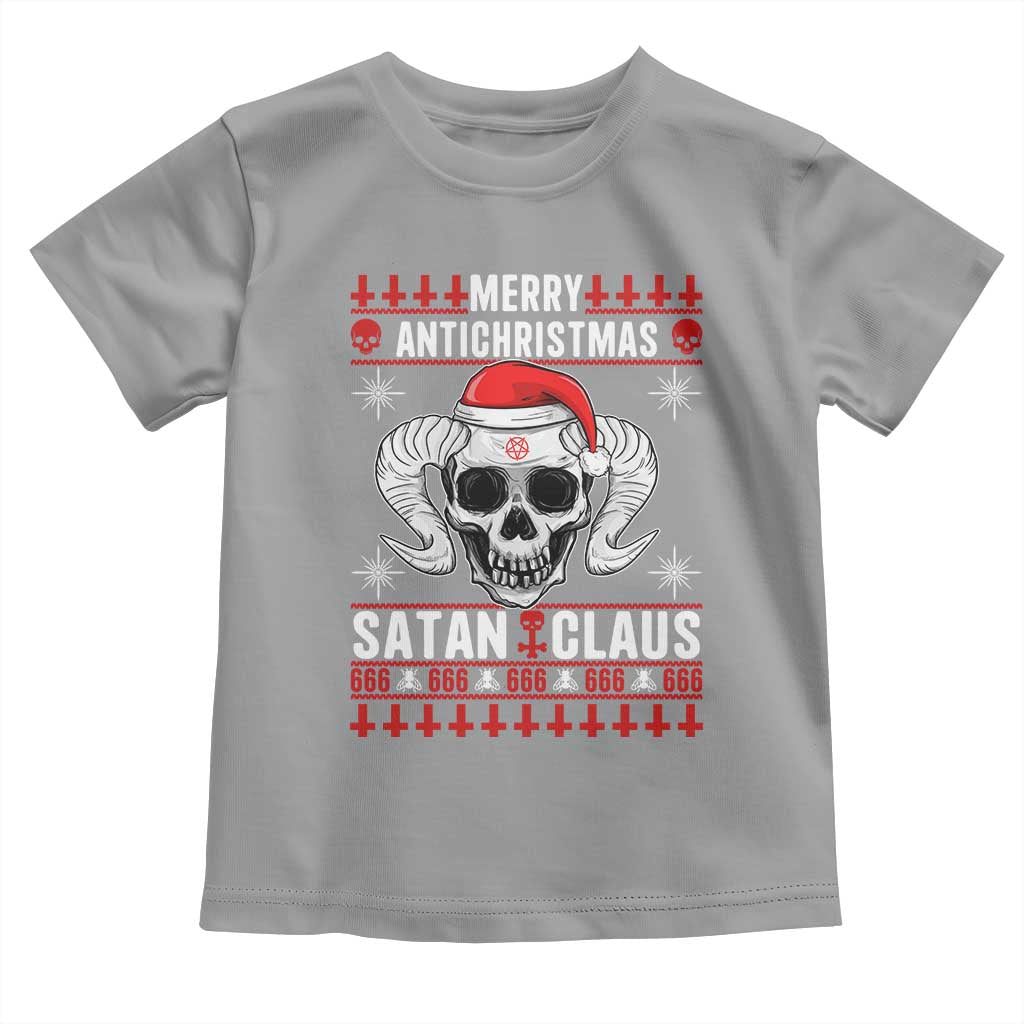 Satan Claus Skull Antichristmas Toddler T Shirt Dark Humor Holiday 666 Skull and Horns TS02 Sport Gray Print Your Wear