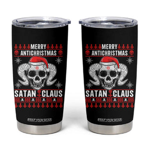 Satan Claus Skull Antichristmas Tumbler Cup Dark Humor Holiday 666 Skull and Horns TS02 Black Print Your Wear