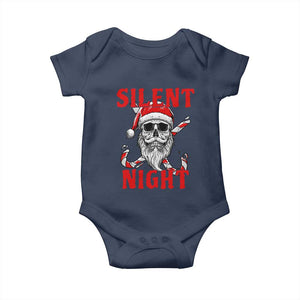 Silent Night Skull Christmas Baby Onesie Creepy Santa Gothic Holiday TS02 Navy Print Your Wear
