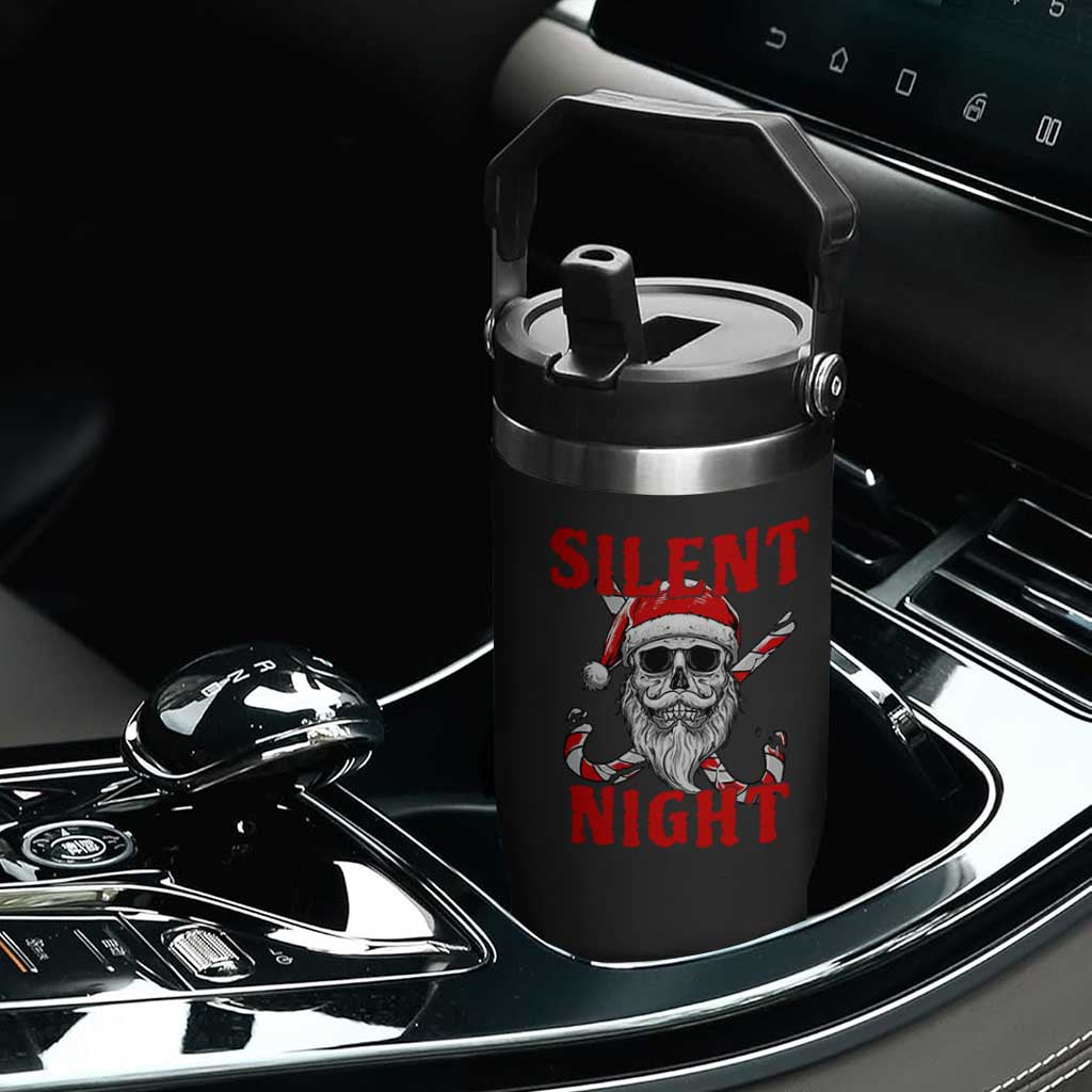 Silent Night Skull Christmas Flip Straw Tumbler Creepy Santa Gothic Holiday TS02 Print Your Wear