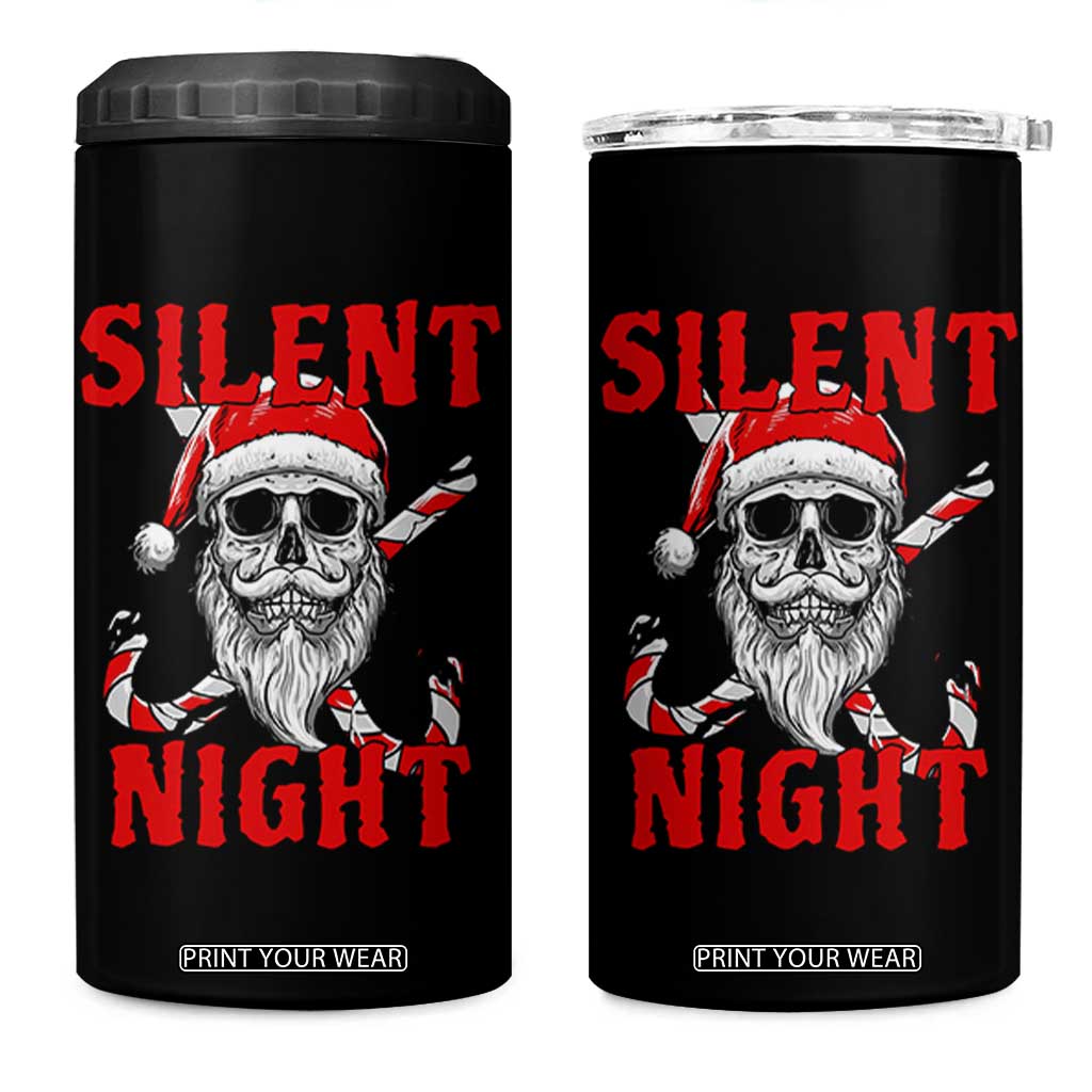 Silent Night Skull Christmas 4 in 1 Can Cooler Tumbler Creepy Santa Gothic Holiday TS02 One Size: 16 oz Black Print Your Wear