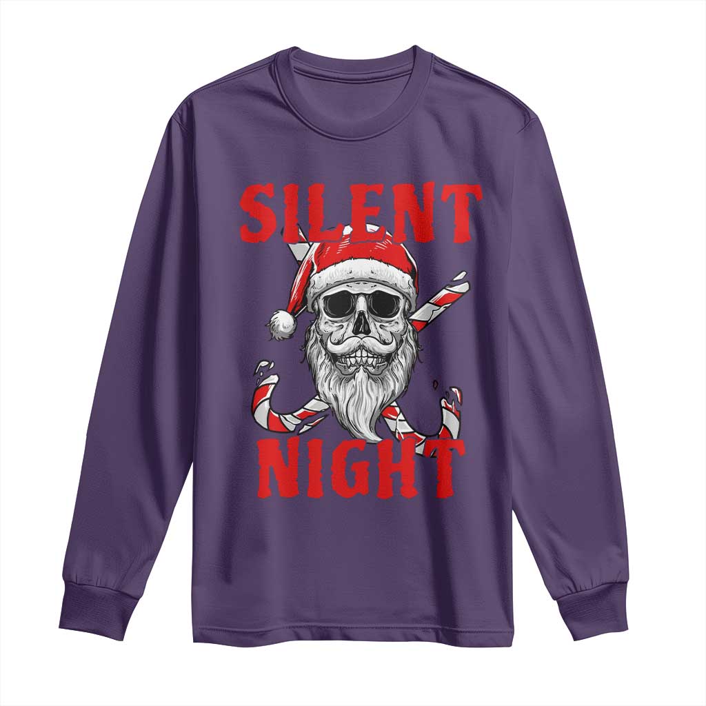 Silent Night Skull Christmas Long Sleeve Shirt Creepy Santa Gothic Holiday TS02 Purple Print Your Wear