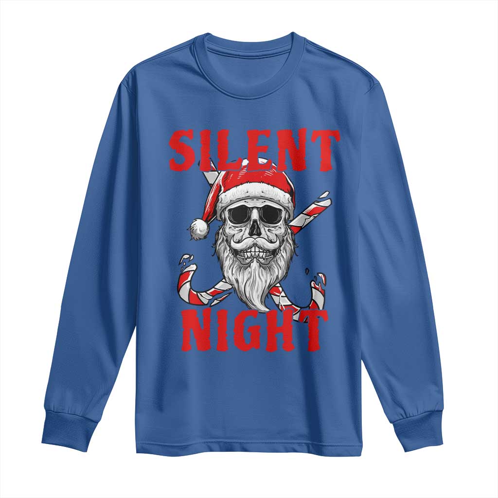 Silent Night Skull Christmas Long Sleeve Shirt Creepy Santa Gothic Holiday TS02 Royal Blue Print Your Wear