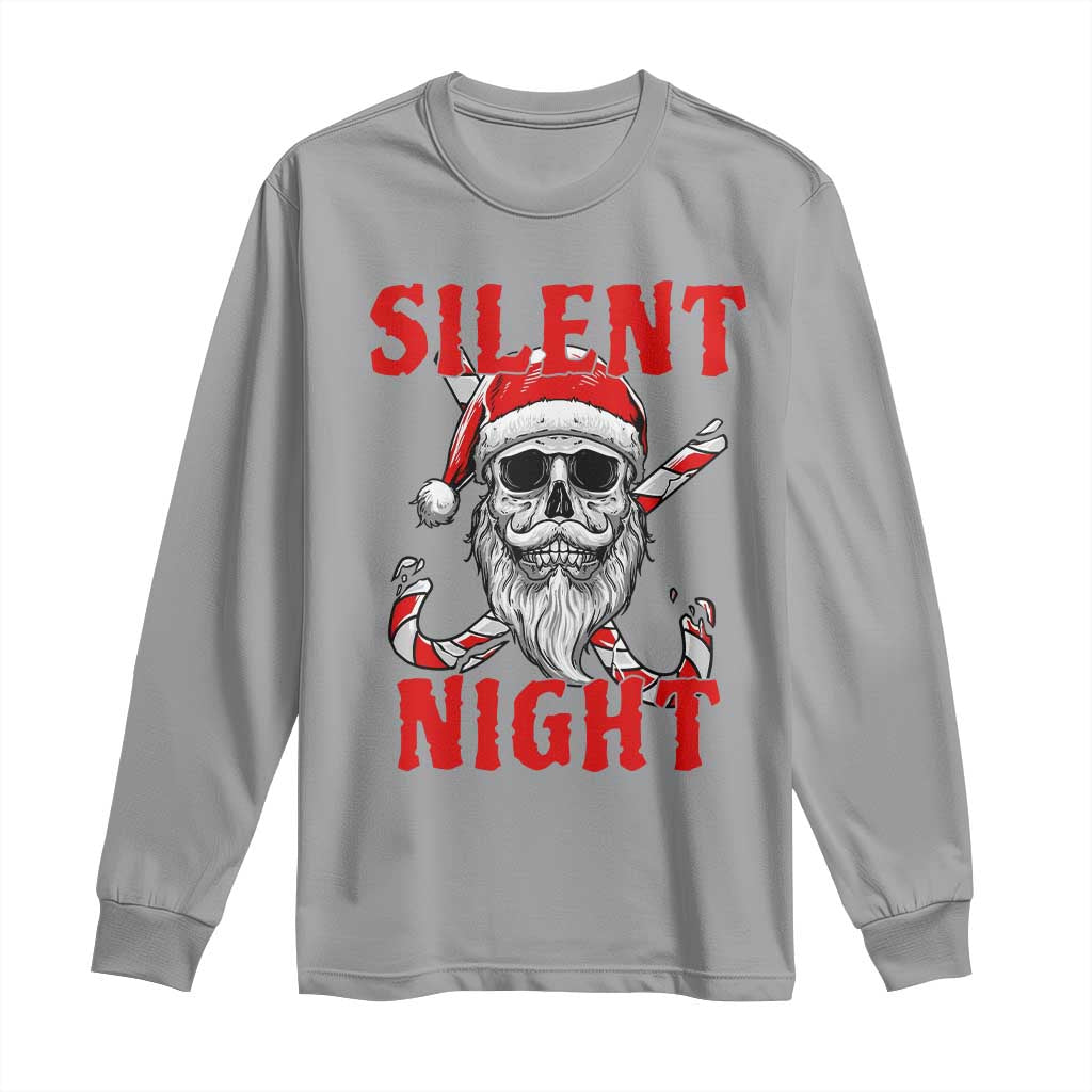 Silent Night Skull Christmas Long Sleeve Shirt Creepy Santa Gothic Holiday TS02 Sport Gray Print Your Wear