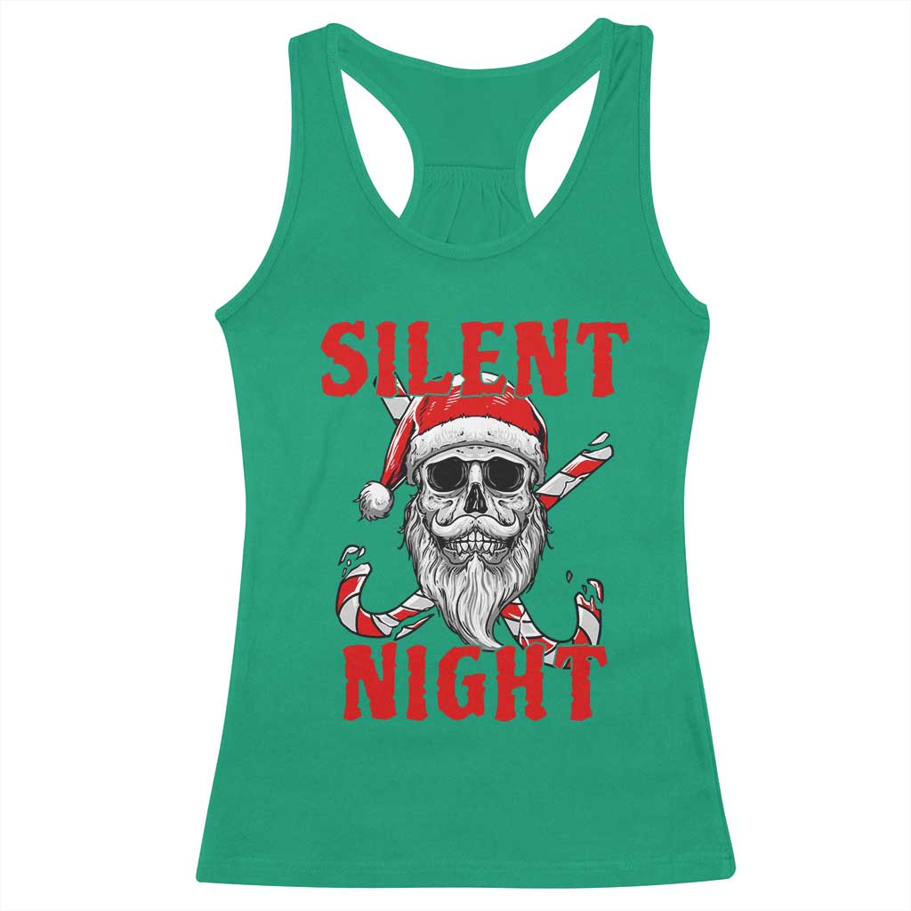 Silent Night Skull Christmas Racerback Tank Top Creepy Santa Gothic Holiday TS02 Irish Green Print Your Wear