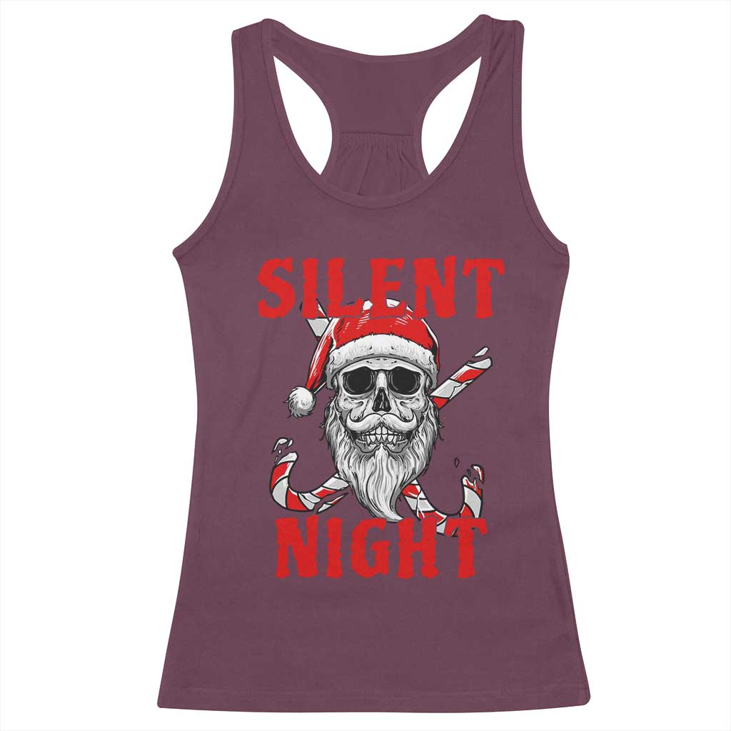 Silent Night Skull Christmas Racerback Tank Top Creepy Santa Gothic Holiday TS02 Maroon Print Your Wear