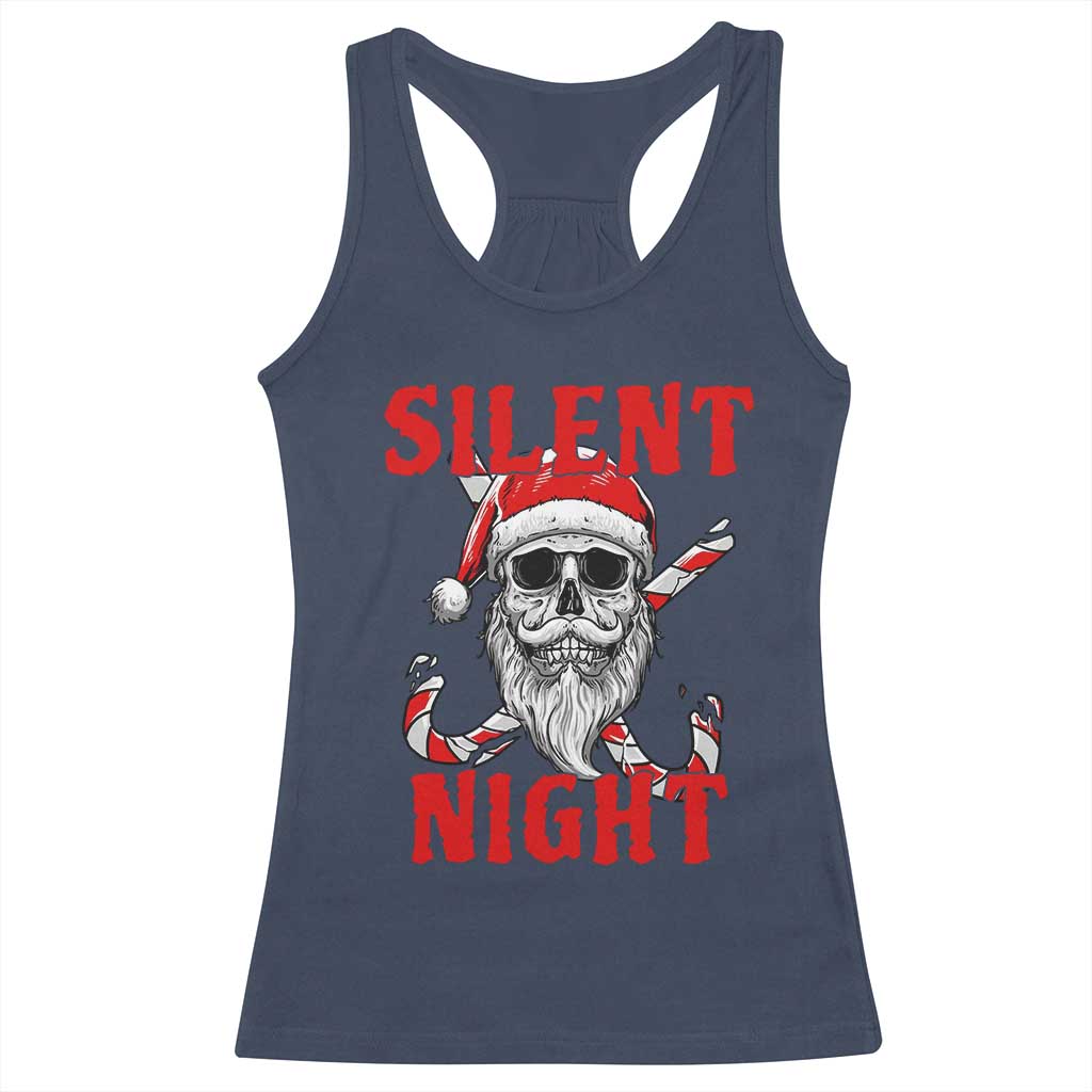 Silent Night Skull Christmas Racerback Tank Top Creepy Santa Gothic Holiday TS02 Navy Print Your Wear