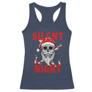 Silent Night Skull Christmas Racerback Tank Top Creepy Santa Gothic Holiday TS02 Navy Print Your Wear