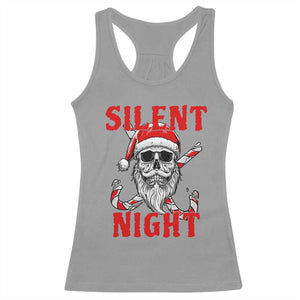 Silent Night Skull Christmas Racerback Tank Top Creepy Santa Gothic Holiday TS02 Sport Gray Print Your Wear