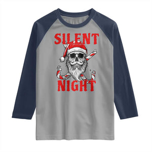 Silent Night Skull Christmas Raglan Shirt Creepy Santa Gothic Holiday TS02 Sport Gray Navy Print Your Wear