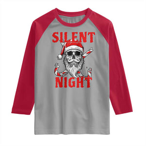 Silent Night Skull Christmas Raglan Shirt Creepy Santa Gothic Holiday TS02 Sport Gray Red Print Your Wear