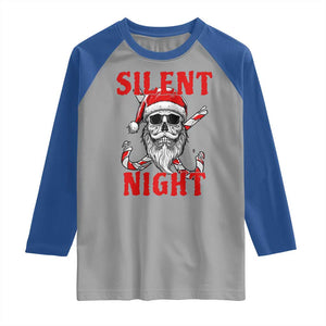 Silent Night Skull Christmas Raglan Shirt Creepy Santa Gothic Holiday TS02 Sport Gray Royal Print Your Wear
