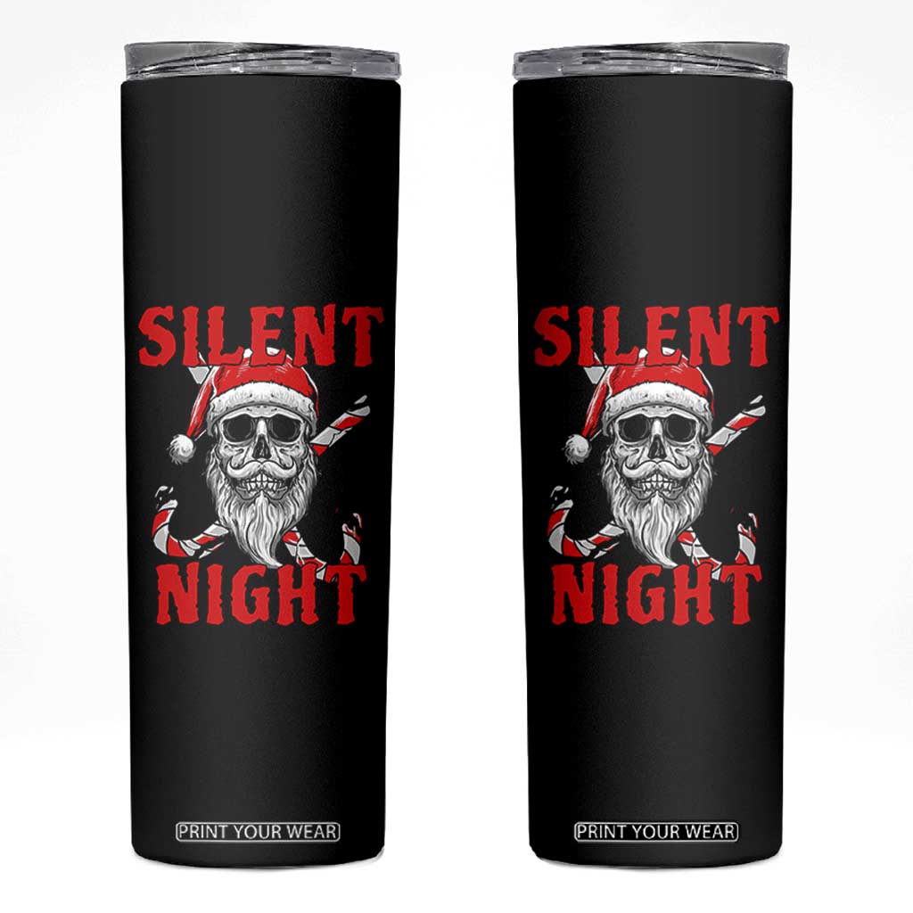 Silent Night Skull Christmas Skinny Tumbler Creepy Santa Gothic Holiday TS02 Black Print Your Wear