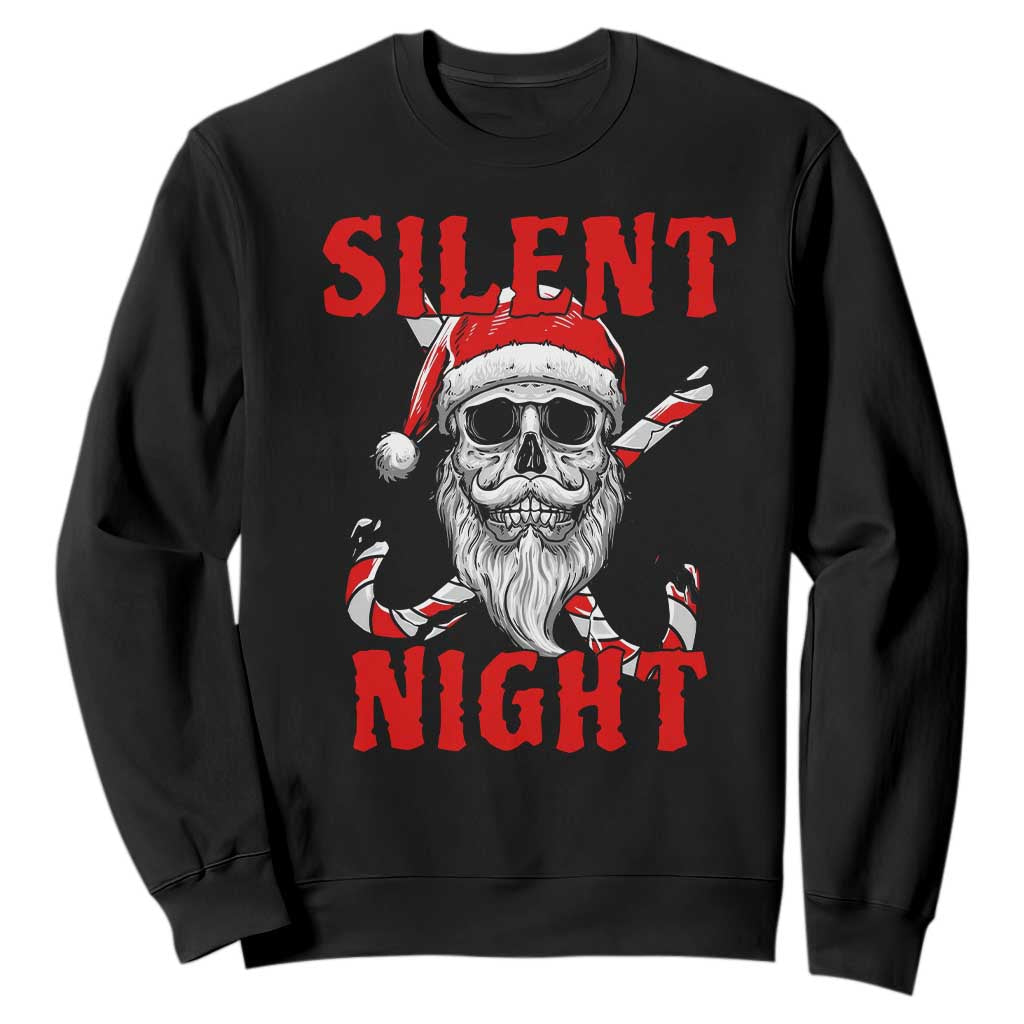 Silent Night Skull Christmas Sweatshirt Creepy Santa Gothic Holiday TS02 Black Print Your Wear