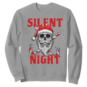 Silent Night Skull Christmas Sweatshirt Creepy Santa Gothic Holiday TS02 Sport Gray Print Your Wear