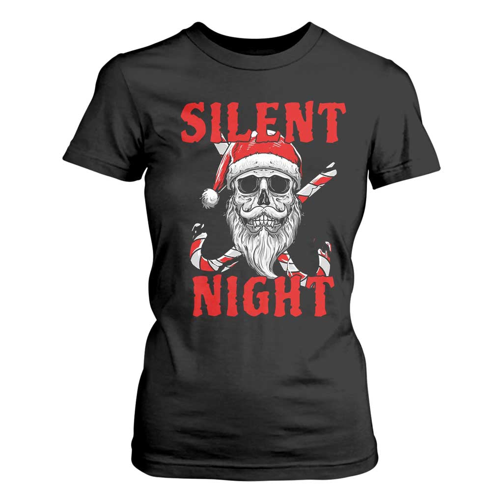Silent Night Skull Christmas T Shirt For Women Creepy Santa Gothic Holiday TS02 Black Print Your Wear