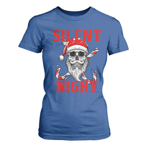Silent Night Skull Christmas T Shirt For Women Creepy Santa Gothic Holiday TS02 Royal Blue Print Your Wear
