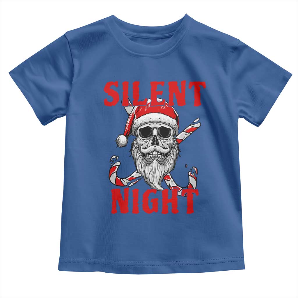 Silent Night Skull Christmas Toddler T Shirt Creepy Santa Gothic Holiday TS02 Royal Blue Print Your Wear