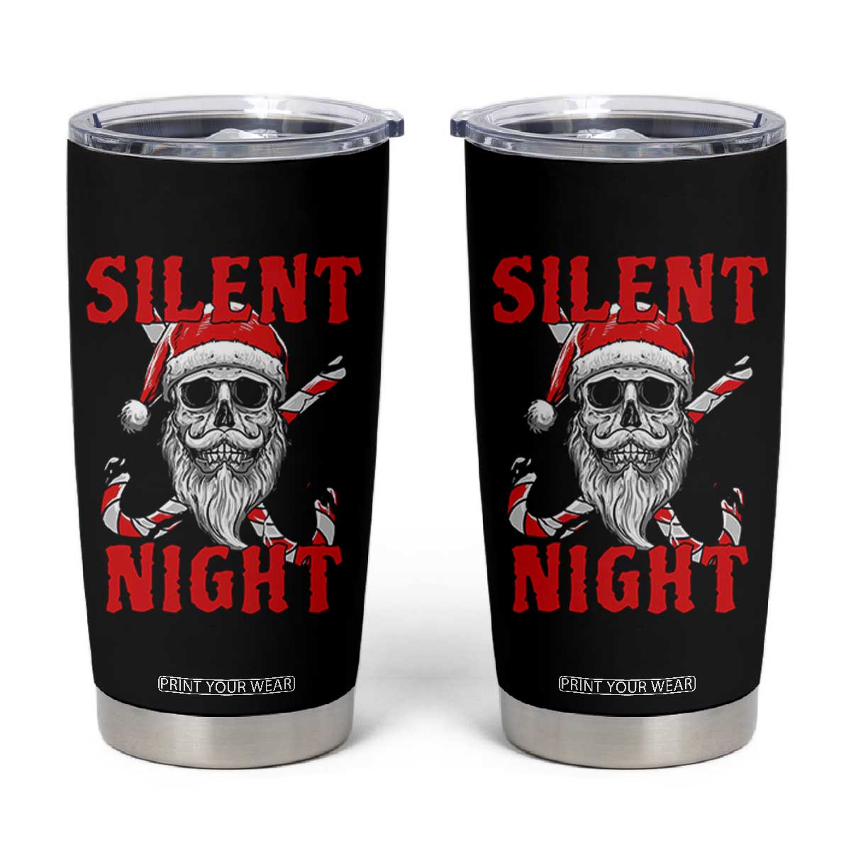 Silent Night Skull Christmas Tumbler Cup Creepy Santa Gothic Holiday TS02 Black Print Your Wear