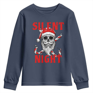 Silent Night Skull Christmas Youth Sweatshirt Creepy Santa Gothic Holiday TS02 Navy Print Your Wear
