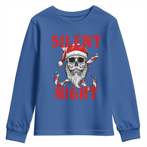 Silent Night Skull Christmas Youth Sweatshirt Creepy Santa Gothic Holiday TS02 Royal Blue Print Your Wear
