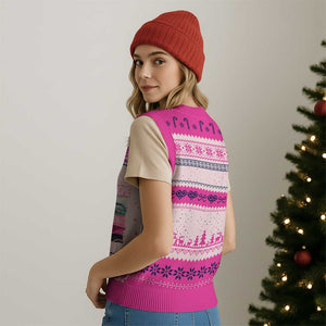 Trump Won 2024 V-Neck Knit Sweater Vest Daddy's Coming Home Funny Pink TS02 Print Your Wear