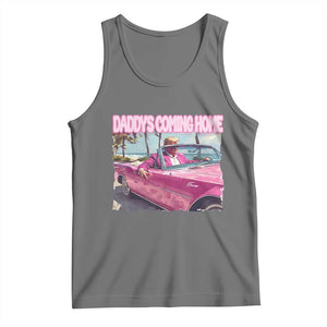 Trump Won 2024 Tank Top Daddy's Coming Home Funny Pink TS02 Black Heather Print Your Wear