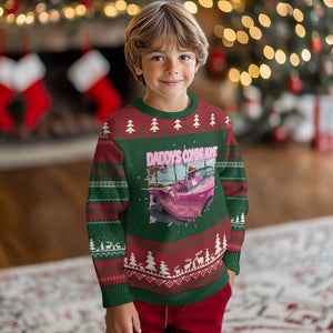 Trump Won 2024 Knit Sweatshirt Daddy's Coming Home Funny Pink TS02 Christmas Print Your Wear