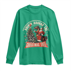 Christmas Trump Cowboy Long Sleeve Shirt Rocking Around The Xmas Tree Horse Rider Santa Donald TS02 Irish Green Print Your Wear