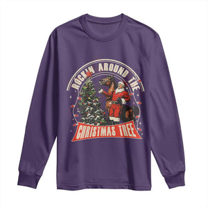 Christmas Trump Cowboy Long Sleeve Shirt Rocking Around The Xmas Tree Horse Rider Santa Donald TS02 Purple Print Your Wear