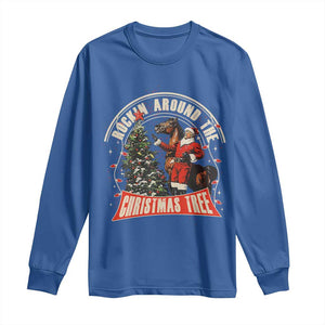 Christmas Trump Cowboy Long Sleeve Shirt Rocking Around The Xmas Tree Horse Rider Santa Donald TS02 Royal Blue Print Your Wear