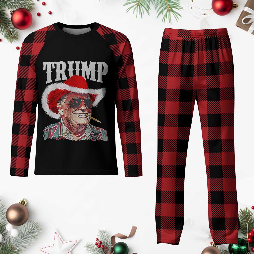 Christmas Trump Cowboy Plaid Pajama Set Santa Donald TS02 Buffalo Plaid Print Your Wear