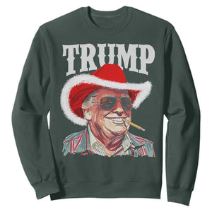 Christmas Trump Cowboy Sweatshirt Santa Donald TS02 Dark Forest Green Print Your Wear