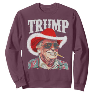 Christmas Trump Cowboy Sweatshirt Santa Donald TS02 Maroon Print Your Wear
