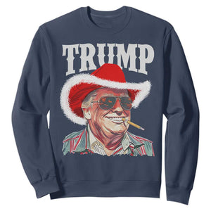 Christmas Trump Cowboy Sweatshirt Santa Donald TS02 Navy Print Your Wear