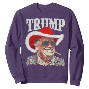 Christmas Trump Cowboy Sweatshirt Santa Donald TS02 Purple Print Your Wear